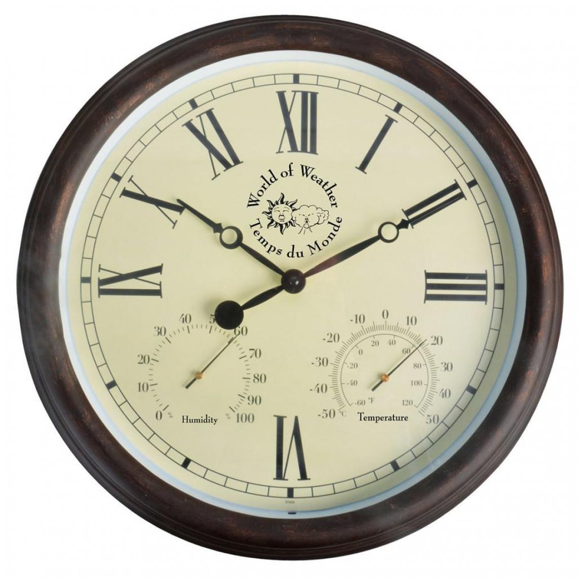 Decoshop26 - Horloge murale de station avec thermo-hygromètre 30,5 cm TF009 DEC022208 - Horloges, pendules