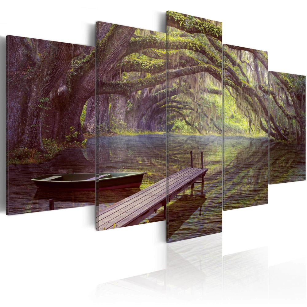 Bimago - Tableau | Paysage, lac et arbres | 100x50 | Paysages | Forêt | - Tableaux, peintures