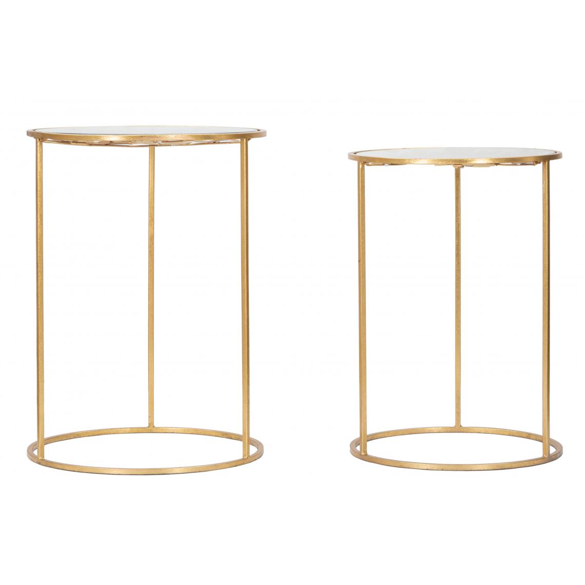 Alter - Paire de tables rondes, structure en métal doré, plateau en verre, couleur or - Porte-revues