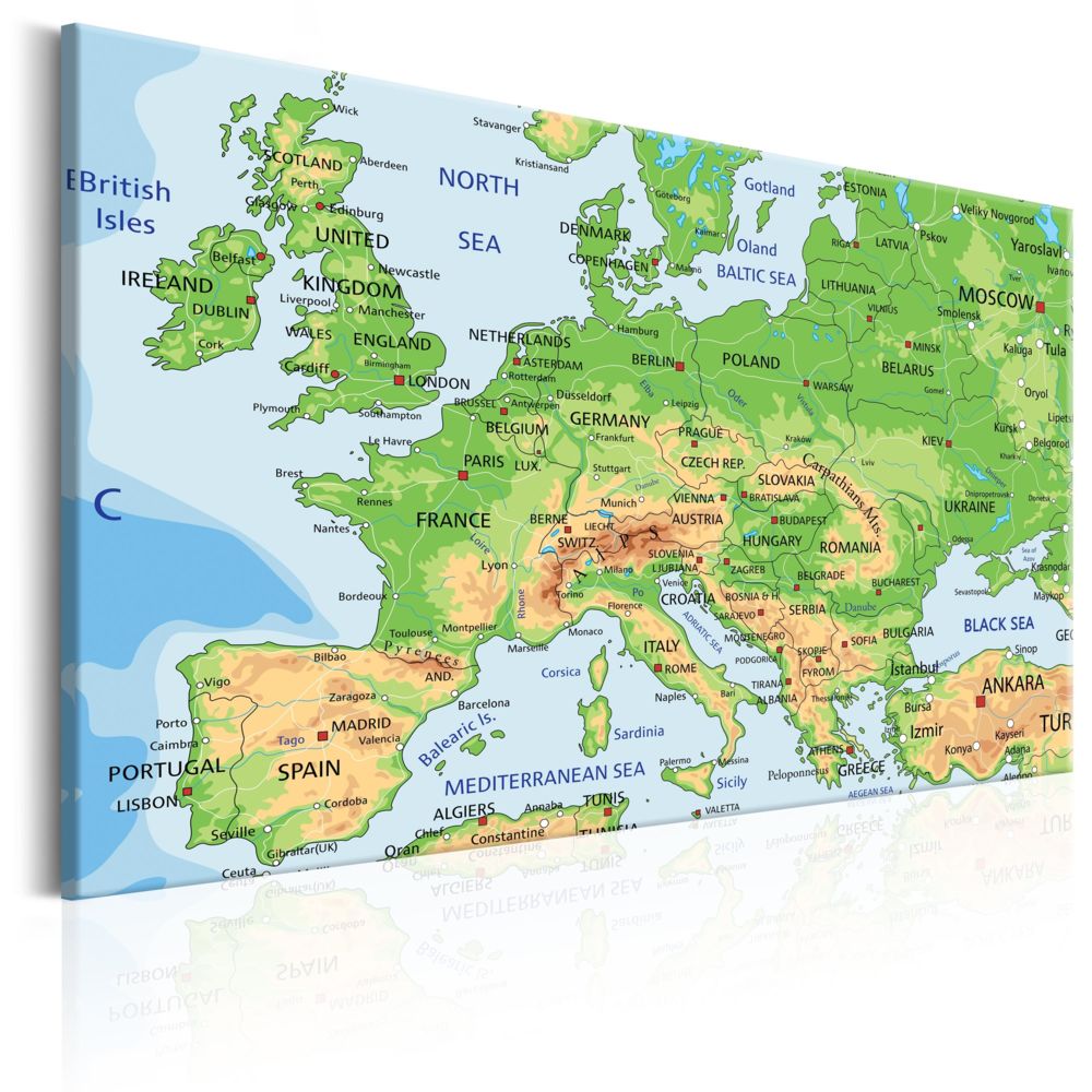 Bimago - Tableau - Map of Europe - Décoration, image, art | Cartes du monde | - Tableaux, peintures