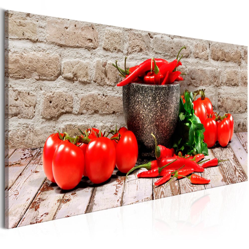 Bimago - Tableau - Red Vegetables (1 Part) Brick Narrow - Décoration, image, art | Nature morte | Cuisine | - Tableaux, peintures
