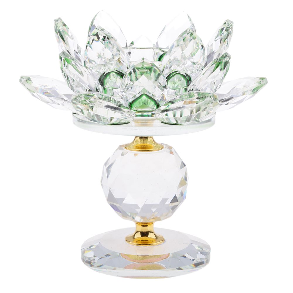 marque generique - cristal lotus fleur bougeoir photophore maison feng shui décor vert - Bougeoirs, chandeliers