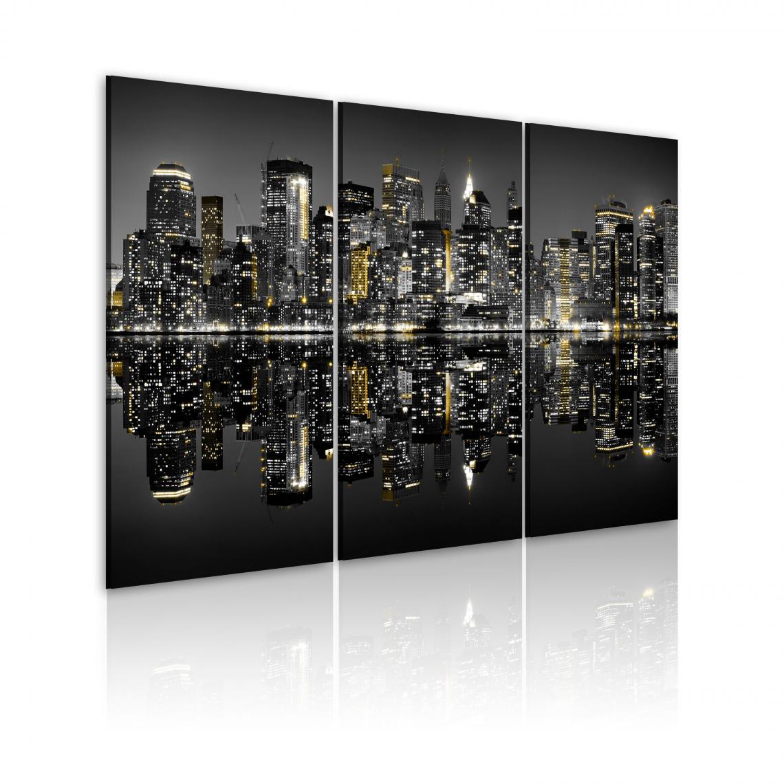 Decoshop26 - Tableau sur toile en 3 panneaux décoration murale image imprimée cadre en bois à suspendre Déclenchement des flashs 120x80 cm 11_0007905 - Tableaux, peintures