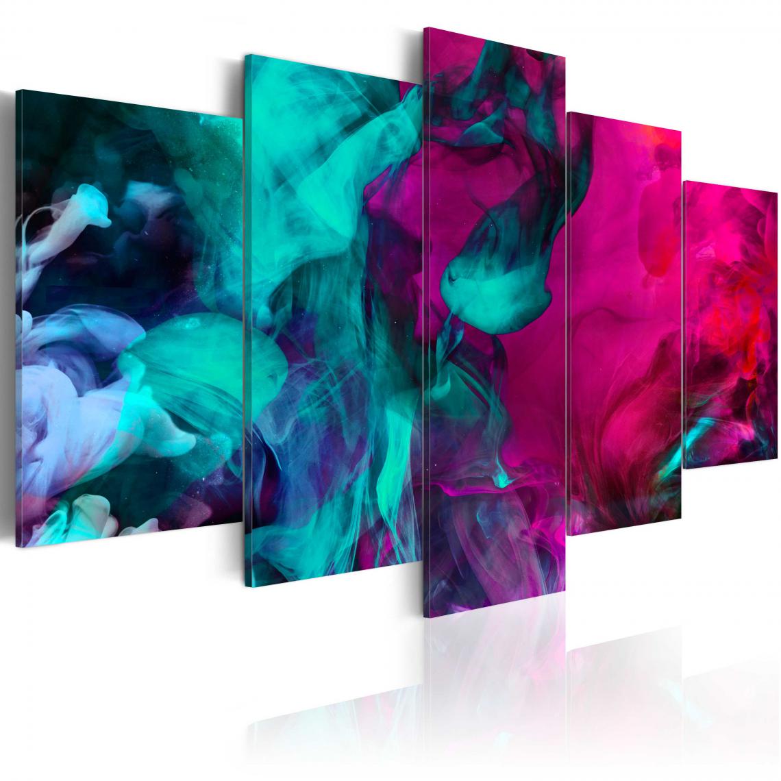 Decoshop26 - Tableau sur toile en 5 panneaux décoration murale image imprimée cadre en bois à suspendre Danse des couleurs 100x50 cm 11_0002457 - Tableaux, peintures