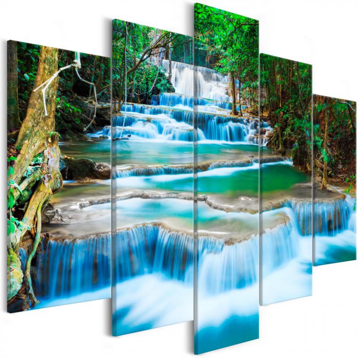Artgeist - Tableau - Waterfall in Kanchanaburi (5 Parts) Wide .Taille : 225x100 - Tableaux, peintures