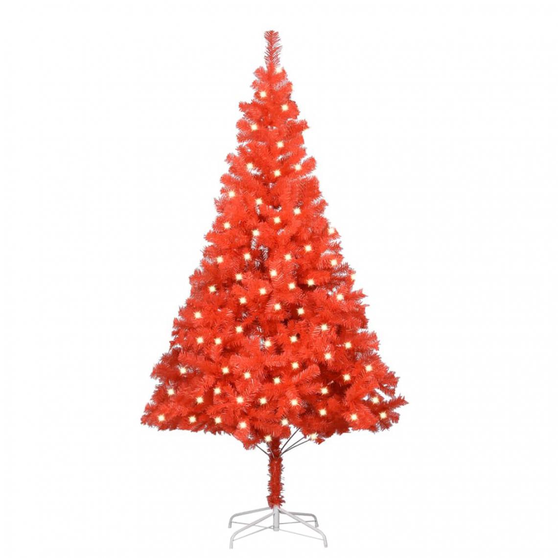 Vidaxl - vidaXL Sapin de Noël artificiel avec LED et support Rouge 240 cm PVC - Sapin de Noël