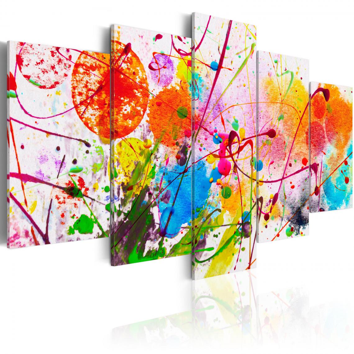 Decoshop26 - Tableau sur toile en 5 panneaux décoration murale image imprimée cadre en bois à suspendre L'été des couleurs 200x100 cm 11_0001795 - Tableaux, peintures