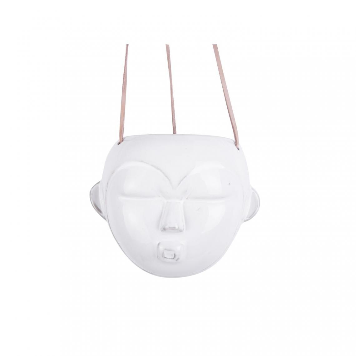 Present Time - Cache-pot design rond suspendu Mask - H. 18 cm - Blanc - Pots, cache-pots