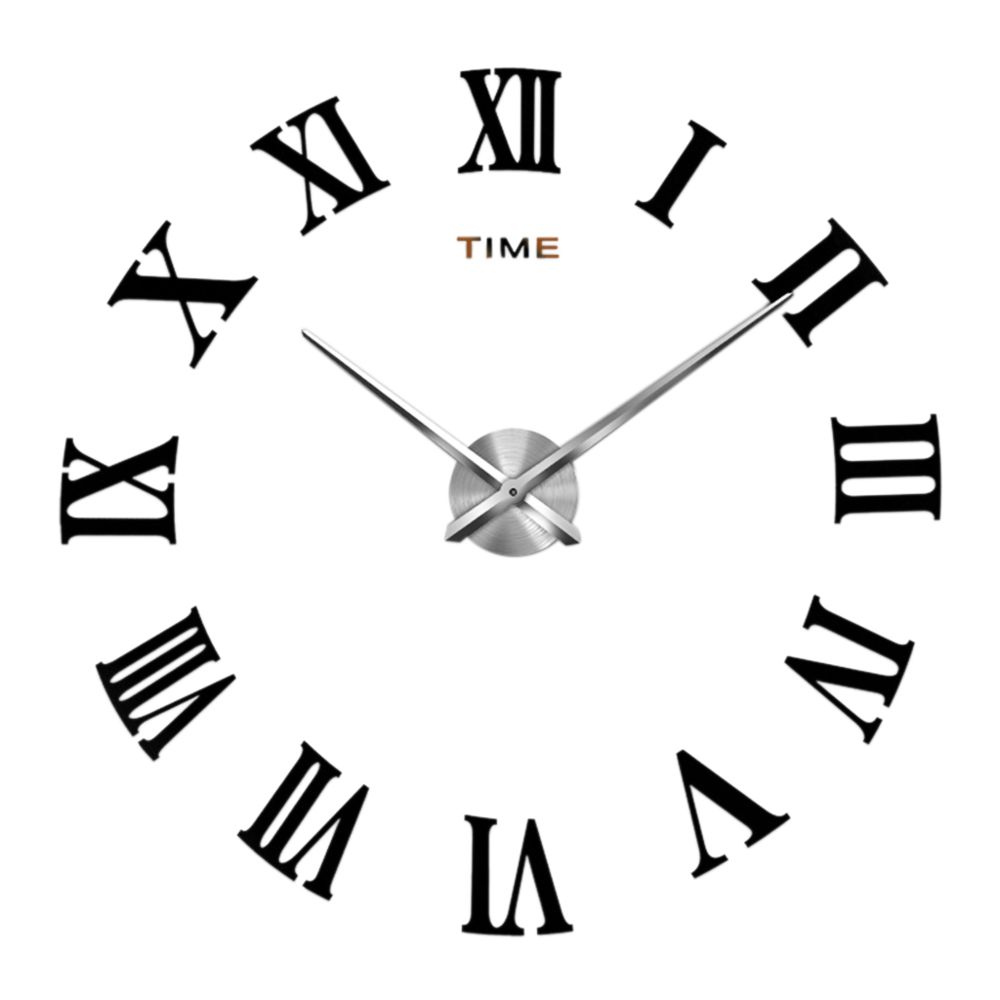 marque generique - Autocollant de décor d'horloge murale bricolage 3d pour la décoration de bureau à domicile - chiffres roux noir - Horloges, pendules