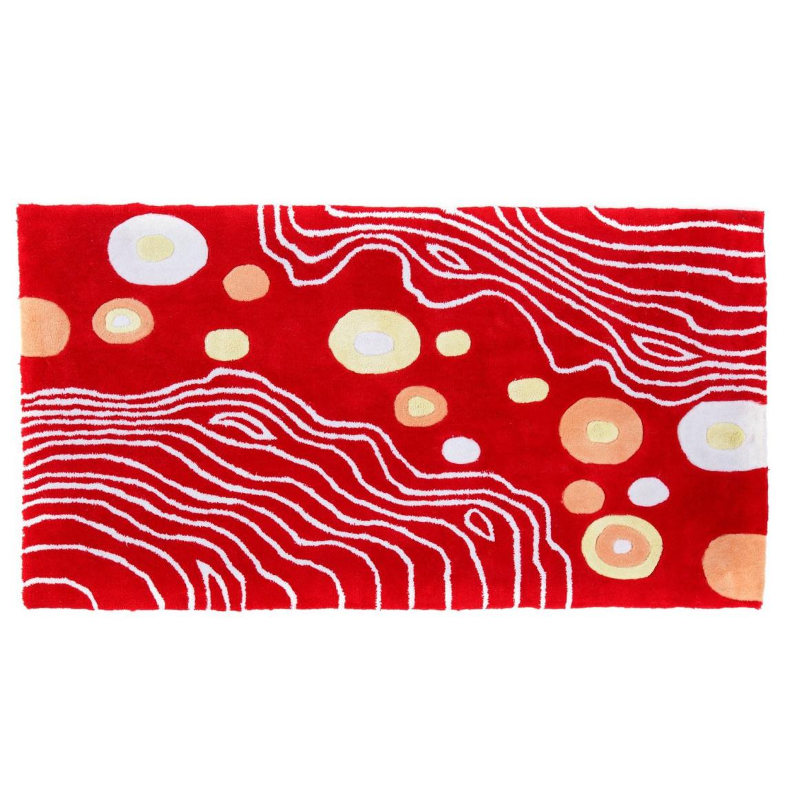Decoshop26 - Tapis shaggy rouge avec motif 80x150 cm TAP06004 - Tapis