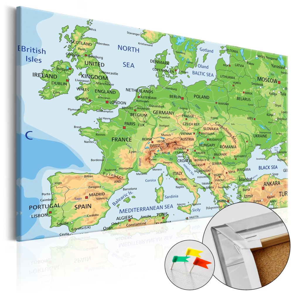 Bimago - Tableau en liège - Europe [Cork Map] - Décoration, image, art | - Tableaux, peintures