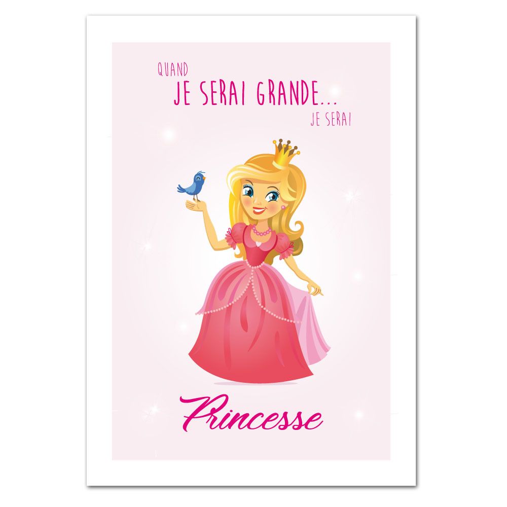 Adzif Biz - Poster Princesse - Dimensions 70 x 100 cm - Papier Brillant - Affiches, posters