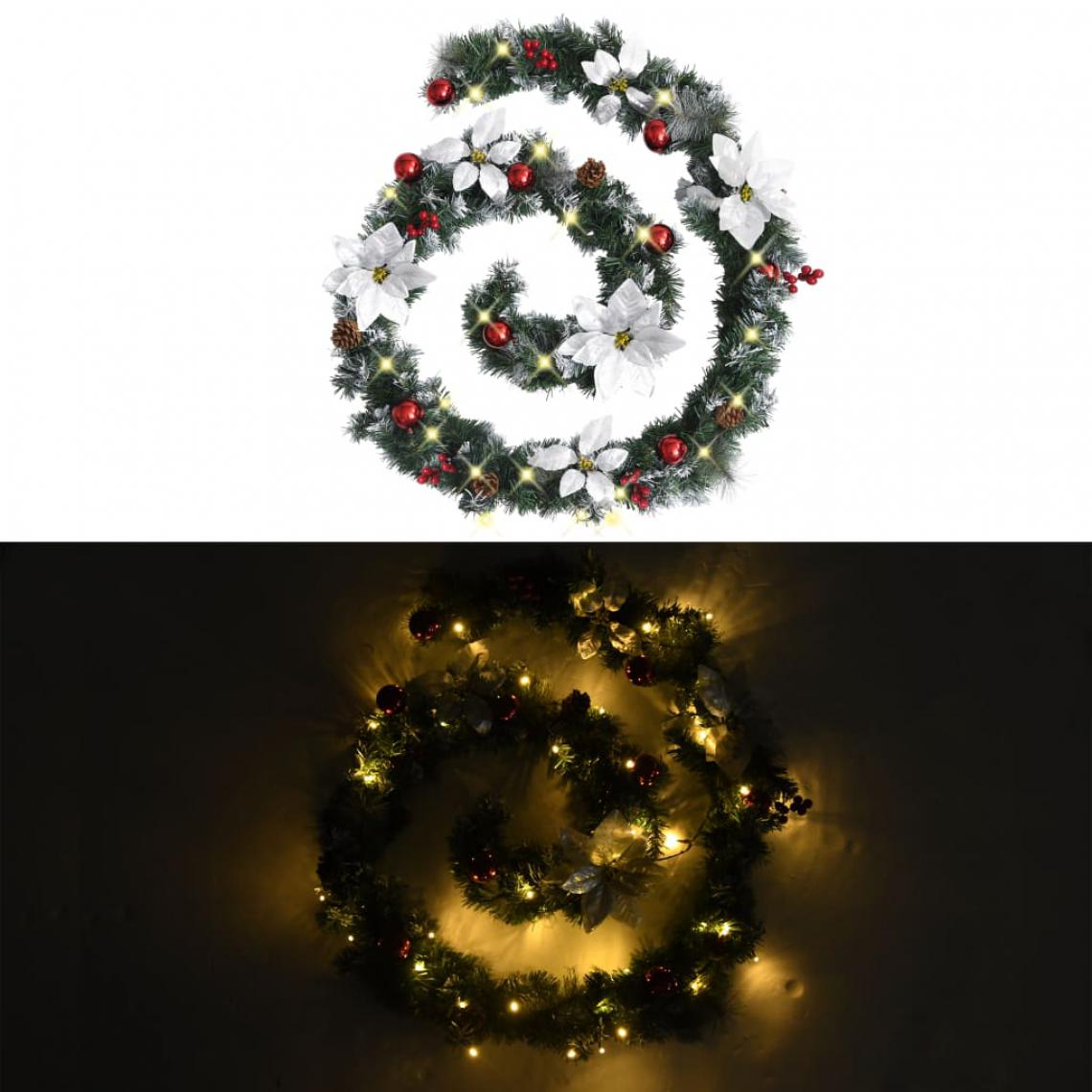 Wottes - Guirlande de Noël avec lumières LED Vert 2,7 m -PVC- - Décorations de Noël