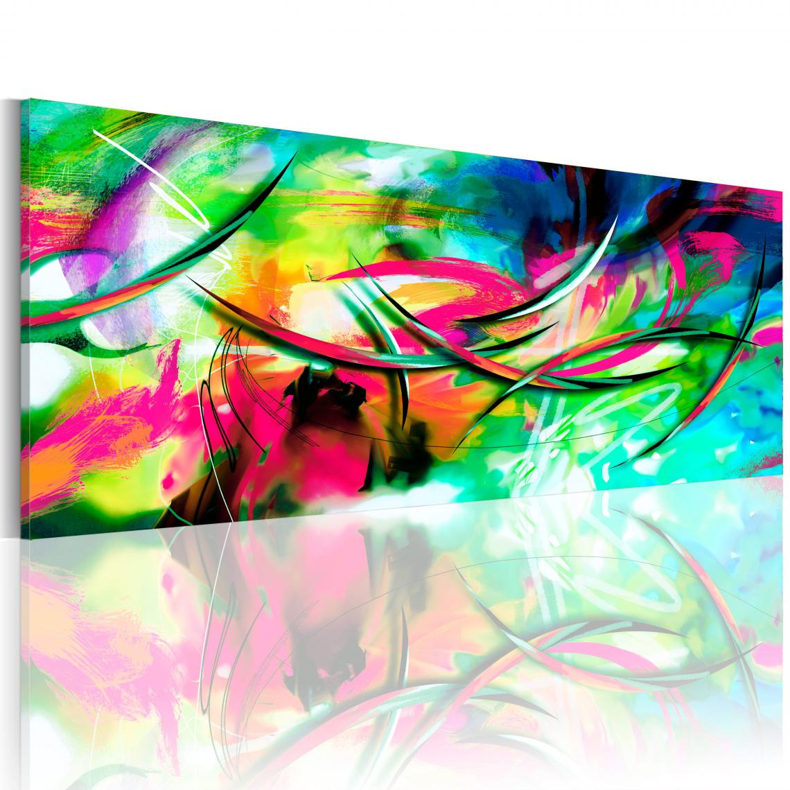 Decoshop26 - Tableau sur toile décoration murale image imprimée cadre en bois à suspendre La folie des couleurs 135x45 cm 11_0002308 - Tableaux, peintures