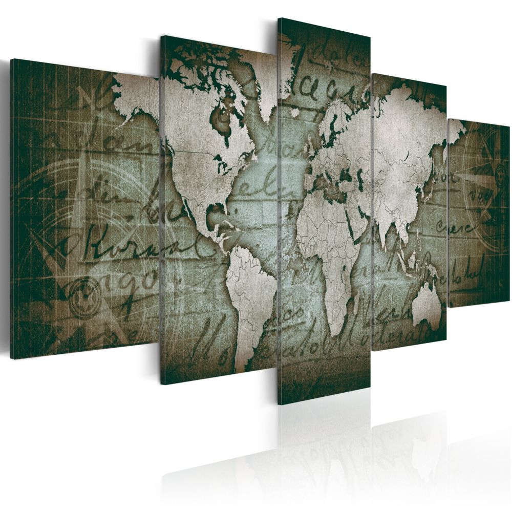 Bimago - Tableau - Emerald Map - Décoration, image, art | Cartes du monde | - Tableaux, peintures