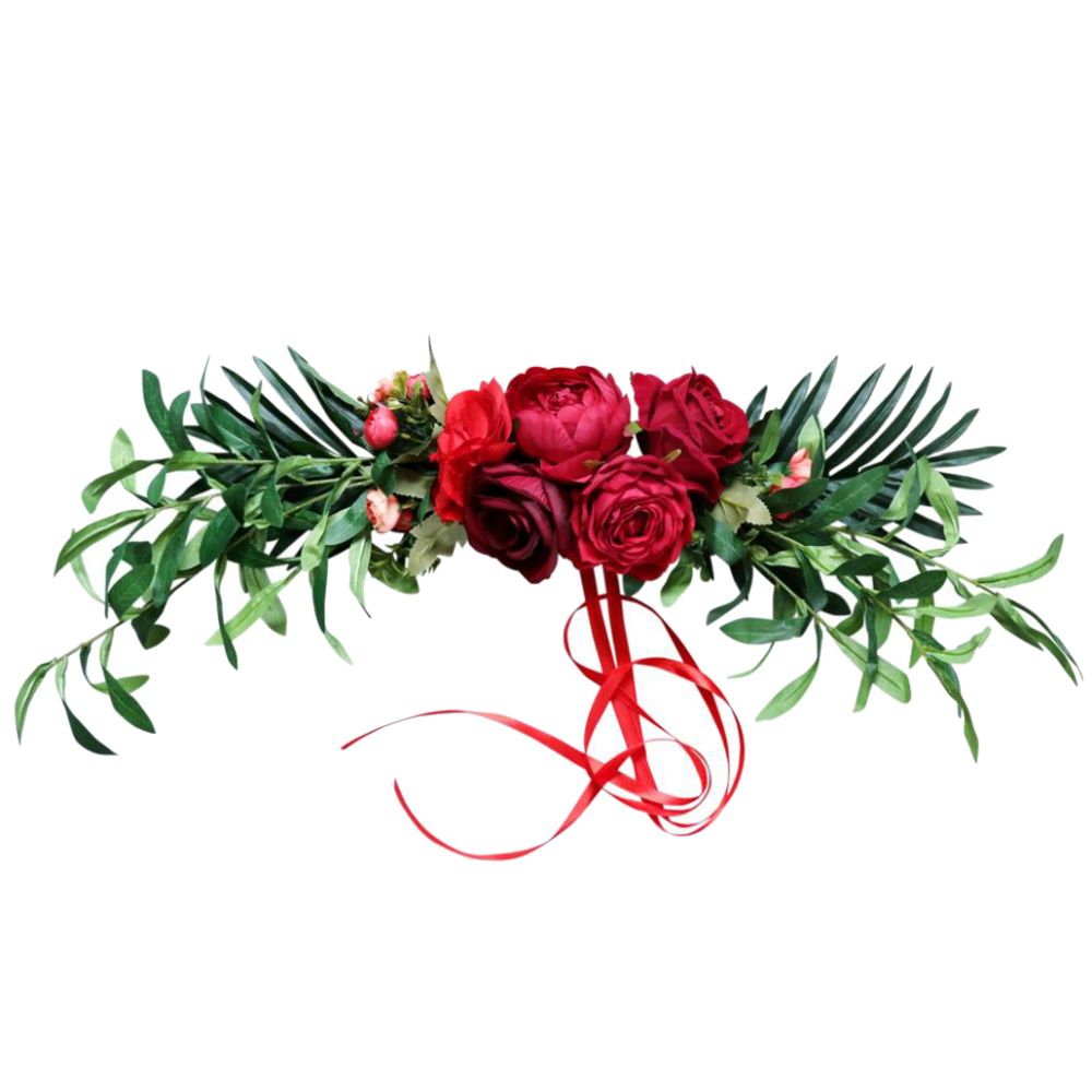 marque generique - Décor de fleurs de soie artificielle pour mariage ornements de porte de chaise de maison rouge - Objets déco