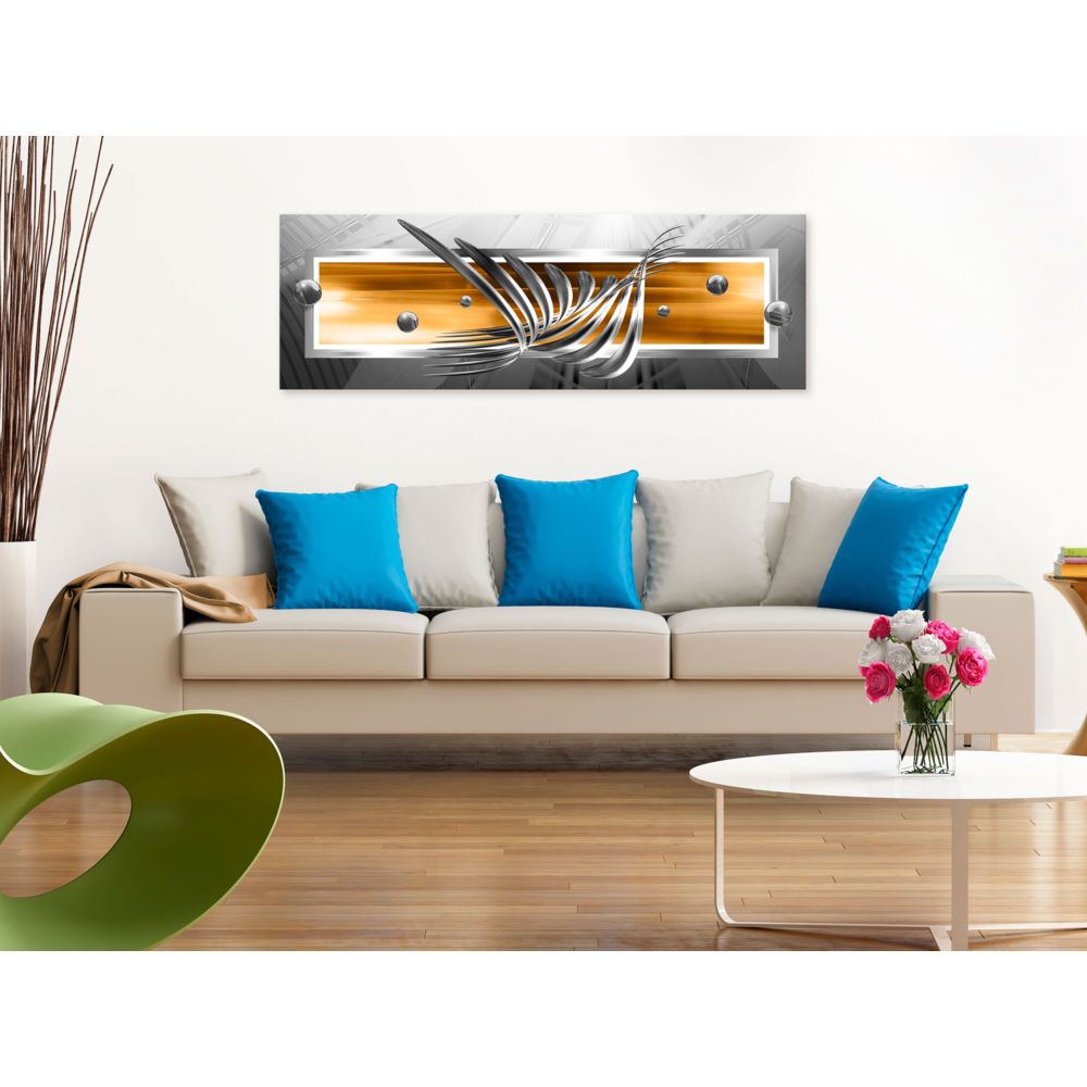 marque generique - 120x40 Tableau Modernes Abstraction Admirable Silver Wings (1 Part) Narrow Orange - Tableaux, peintures