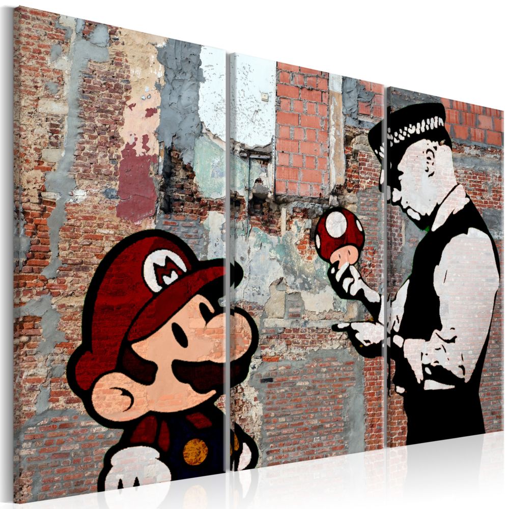 Bimago - Tableau - Banksy: Warning - Décoration, image, art | Art urbain | - Tableaux, peintures