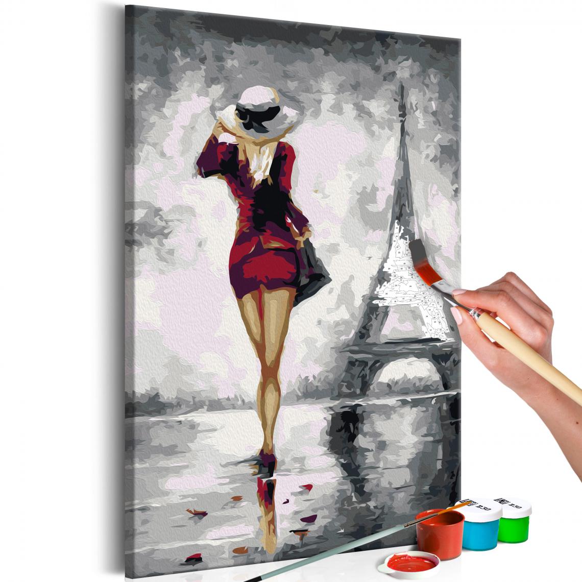 Decoshop26 - Tableau à peindre soi-même peinture par numéros motif Parisienne 40x60 cm TPN110129 - Tableaux, peintures