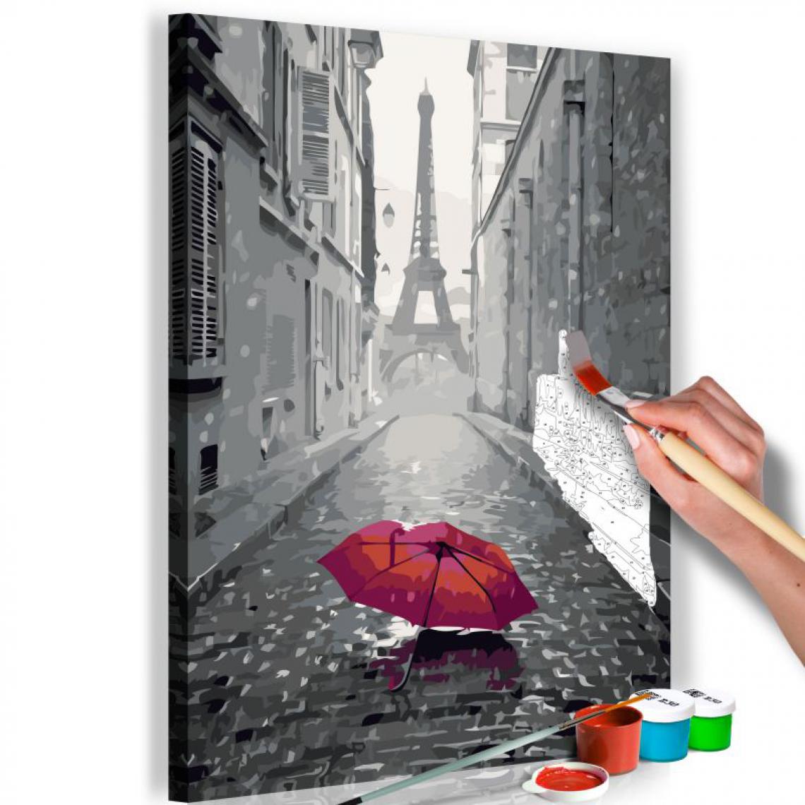 Paris Prix - Tableau à Peindre Soi-Même Paris Parapluie Rouge 40x60cm - Tableaux, peintures