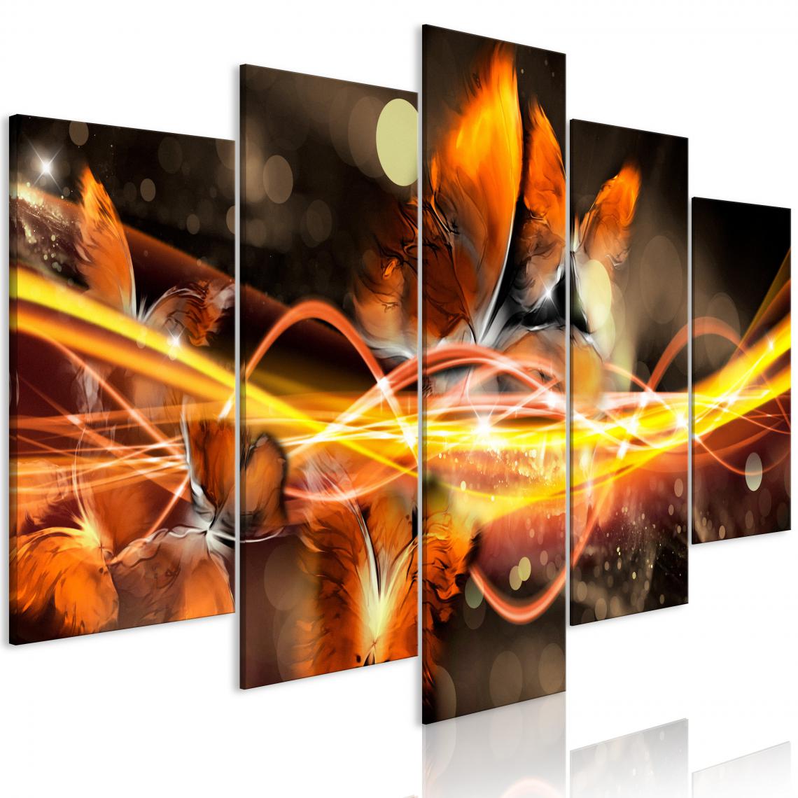 Decoshop26 - Tableau sur toile en 5 panneaux décoration murale image imprimée cadre en bois à suspendre Nuée de Papillons (5 Parties) Large Orange 100x50 cm 11_0003064 - Tableaux, peintures
