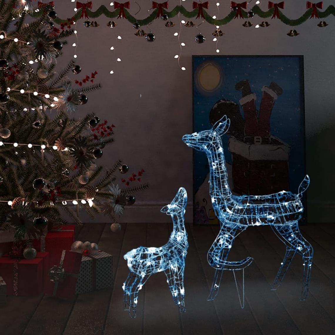 Wottes - Famille de rennes de décoration Acrylique 160 LED Blanc froid - Décorations de Noël