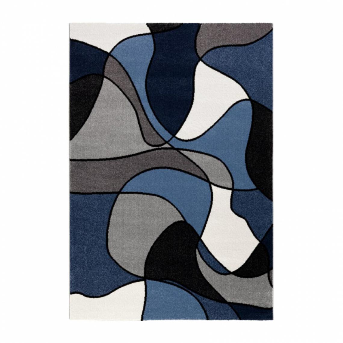 Wmd - Tapis design moderne Milano motif géométrique pop art bleu blanc BLU015, Taille: 133 x 190 - Tapis