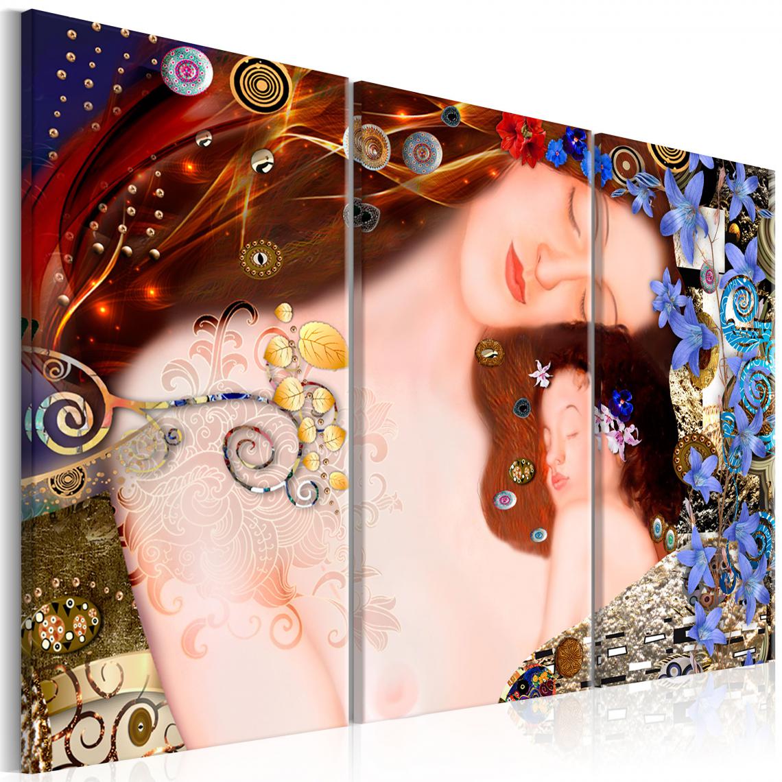 Decoshop26 - Tableau sur toile en 3 panneaux décoration murale image imprimée cadre en bois à suspendre Câlin de la mère (3 parties) 120x80 cm 11_0001465 - Tableaux, peintures
