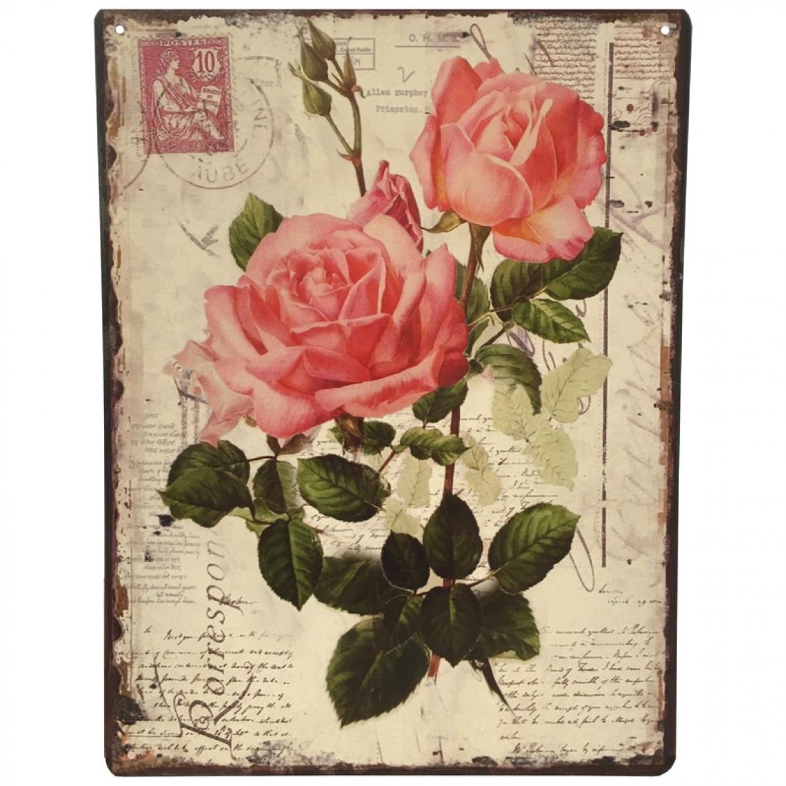 L'Originale Deco - Plaque Pub Plaque Retro Plaque Vintage Tableau Métal Fer Rose 33 cm x 25 cm x 0.1 cm - Objets déco