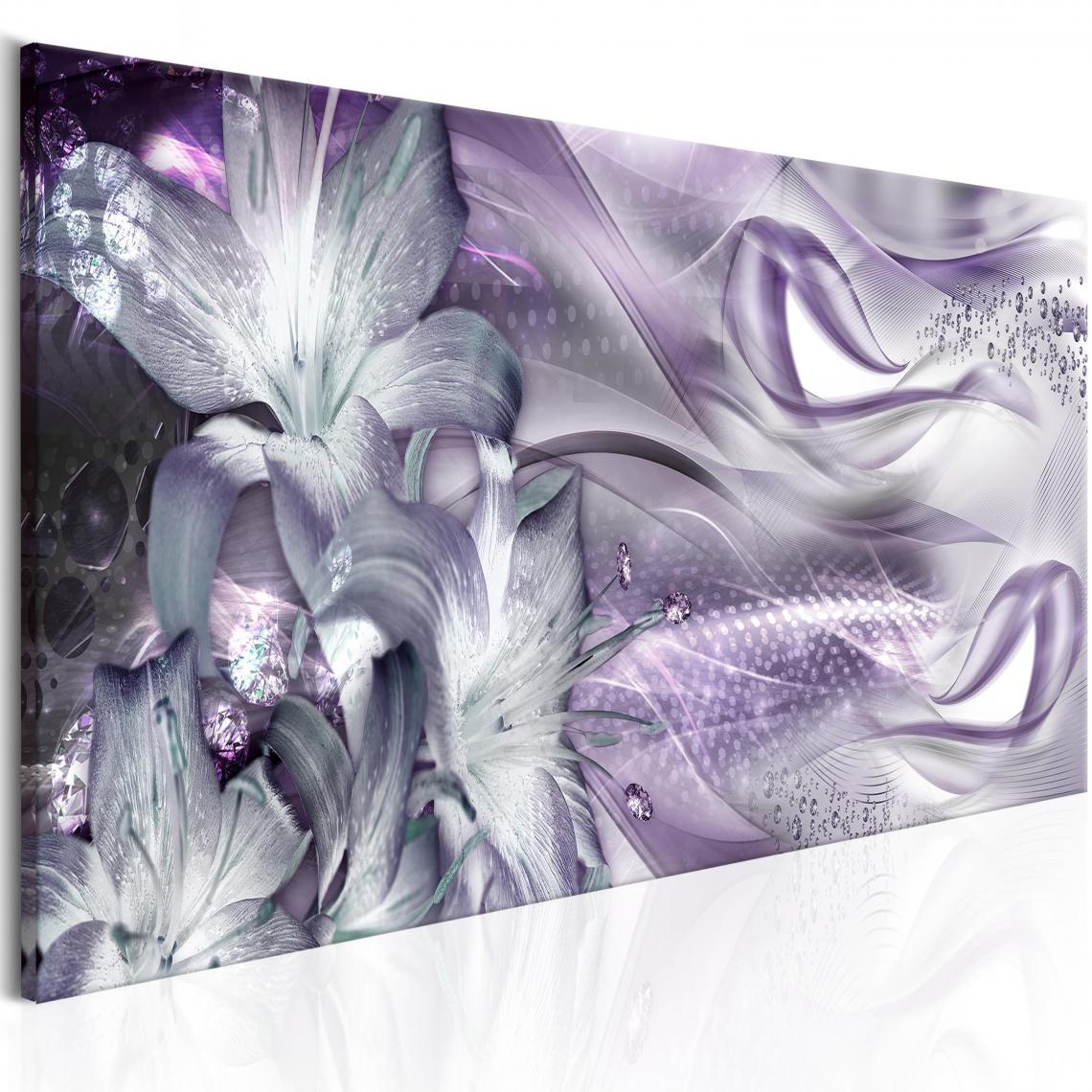 Decoshop26 - Tableau sur toile décoration murale image imprimée cadre en bois à suspendre Lys et vagues (1 partie) violet pâle étroit120x40 cm 11_0000963 - Tableaux, peintures