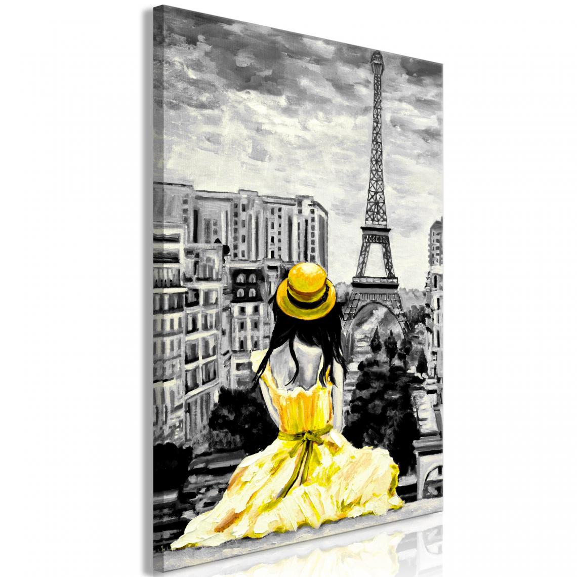 Decoshop26 - Tableau sur toile décoration murale image imprimée cadre en bois à suspendre Couleur parisienne (1 Partie) jaune Vertical 60x90 cm 11_0008240 - Tableaux, peintures