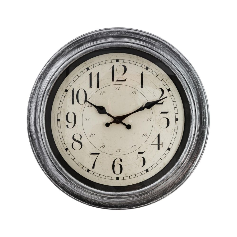 marque generique - Pendule moulure - D 39 x 4,5 cm - Plastique - Gris - Horloges, pendules
