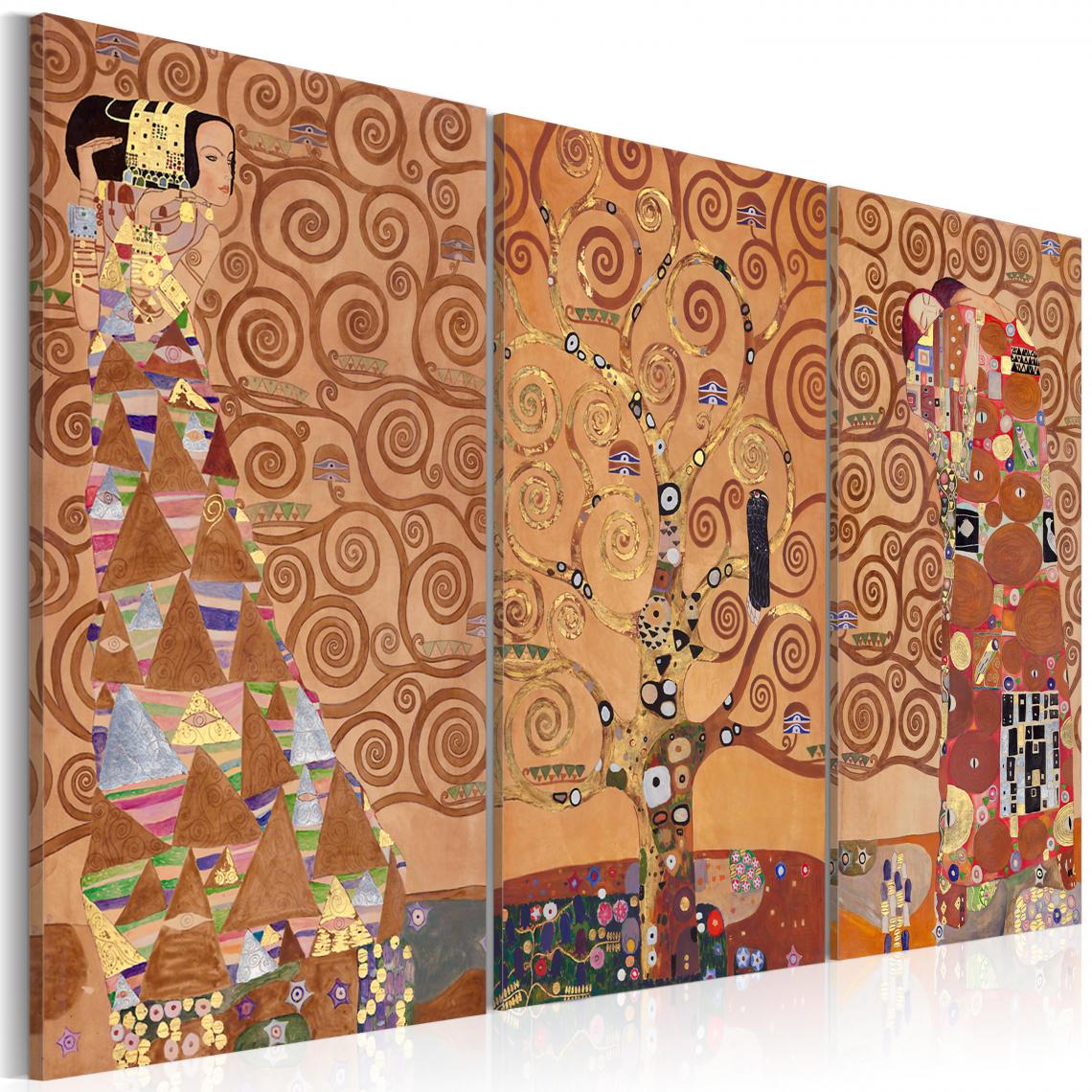 Decoshop26 - Tableau sur toile en 3 panneaux décoration murale image imprimée cadre en bois à suspendre L'arbre de vie 60x40 cm 11_0007748 - Tableaux, peintures