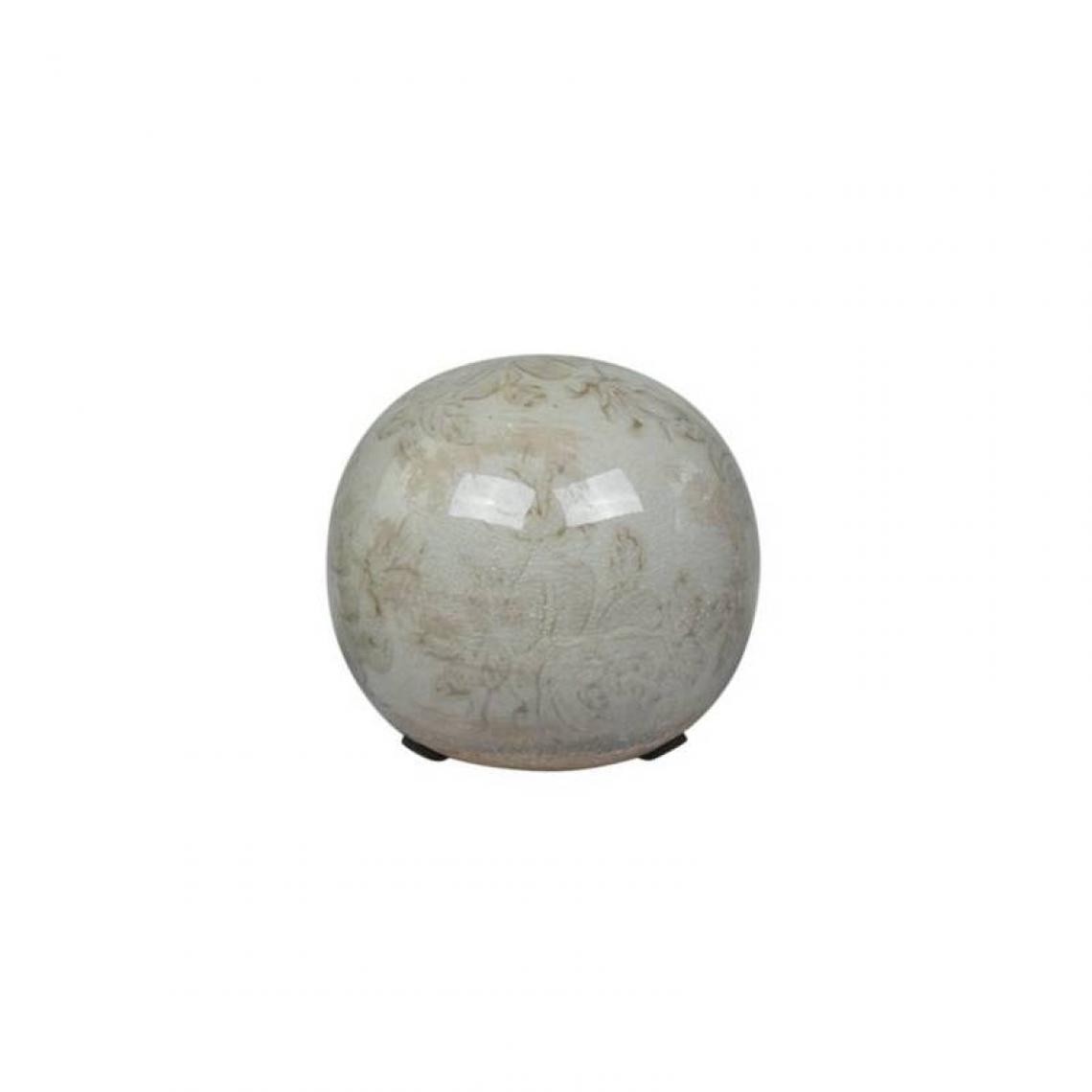 L'Héritier Du Temps - Boule Décorative Sphère Objet Déco à Poser en Céramique Vert Antique Motif Baroque Ø 10cm - Objets déco