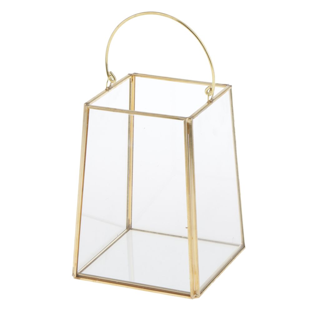 marque generique - terrarium géométrique en verre et cuivre doré - Pots, cache-pots
