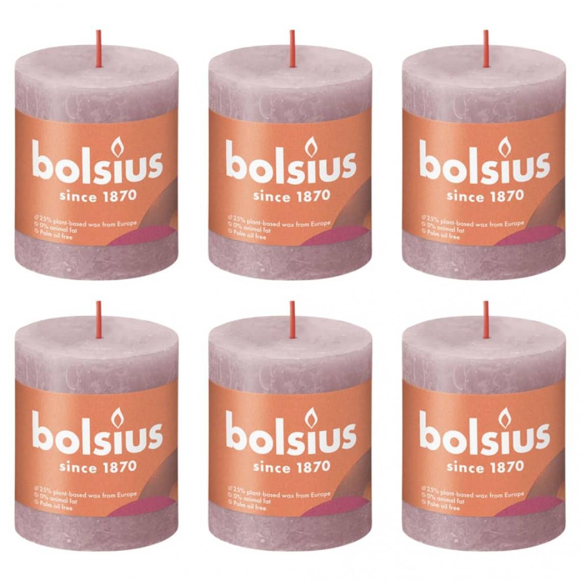 Bolsius - Bolsius Bougies pilier rustiques Shine 4 pcs 80x68 mm Rose cendre - Bougies