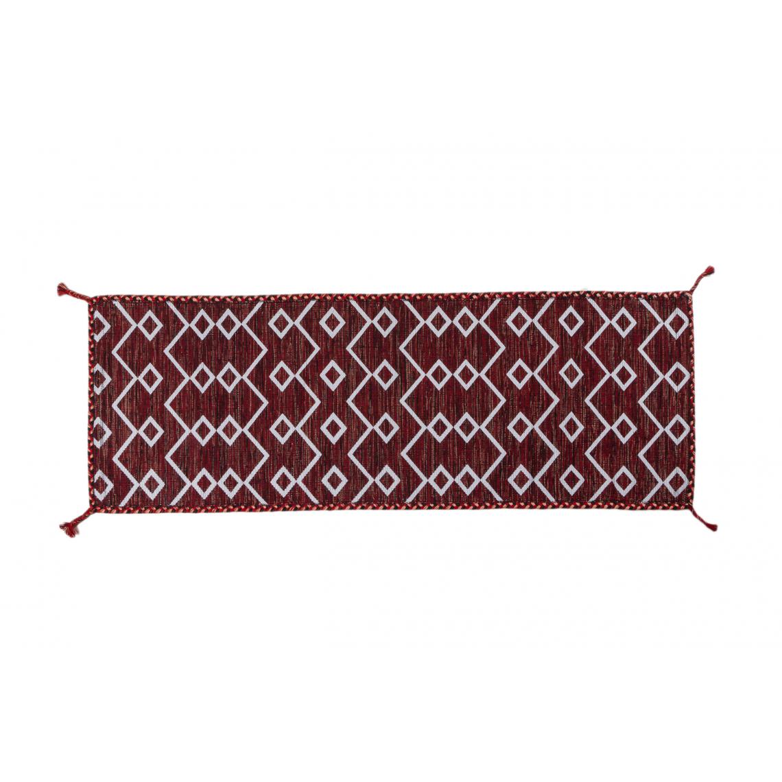 Alter - Tapis moderne Toronto, style kilim, 100% coton, rouge, 180x60cm - Tapis