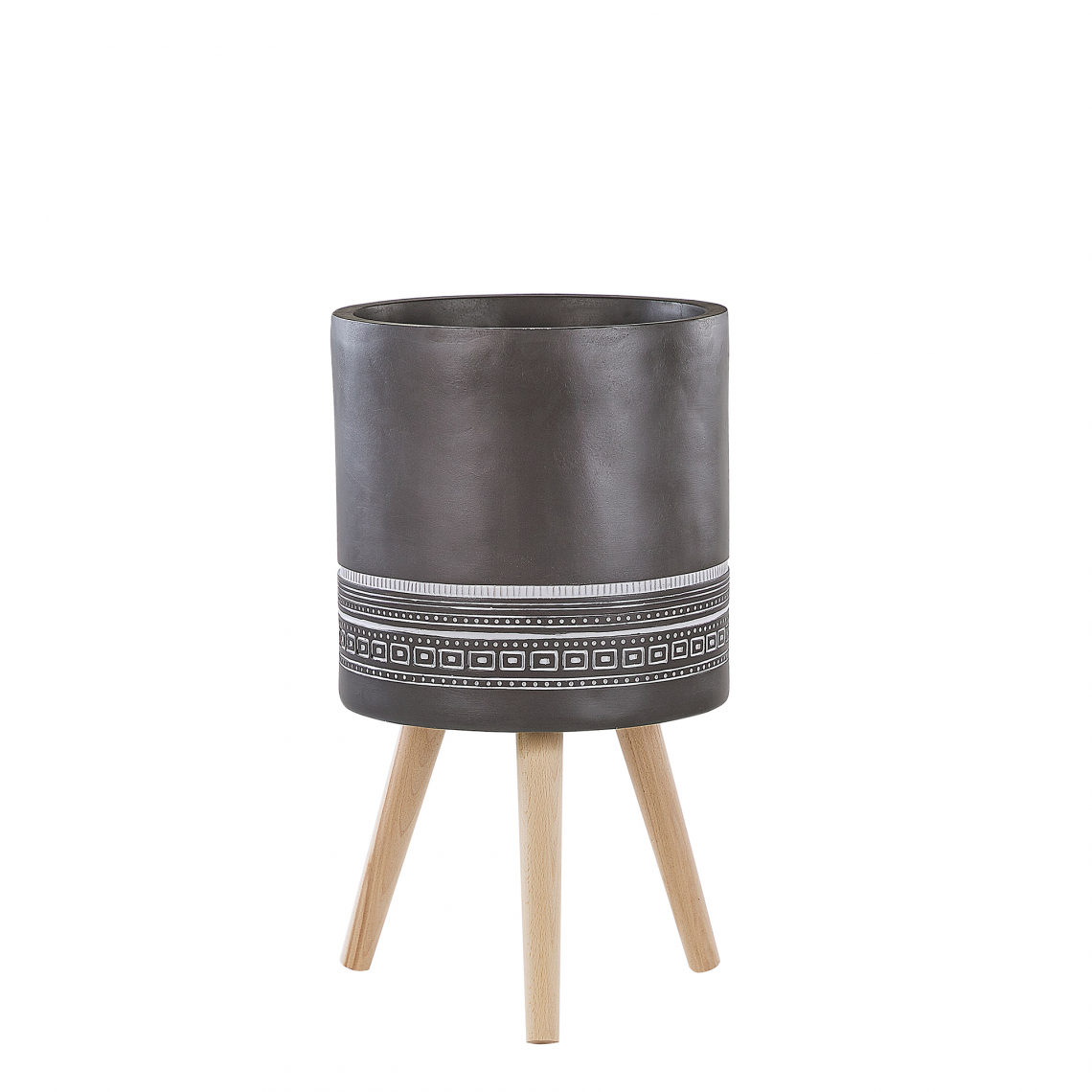 Beliani - Cache-pot gris foncé avec pieds en bois â 34 cm EVRETI - Pots, cache-pots