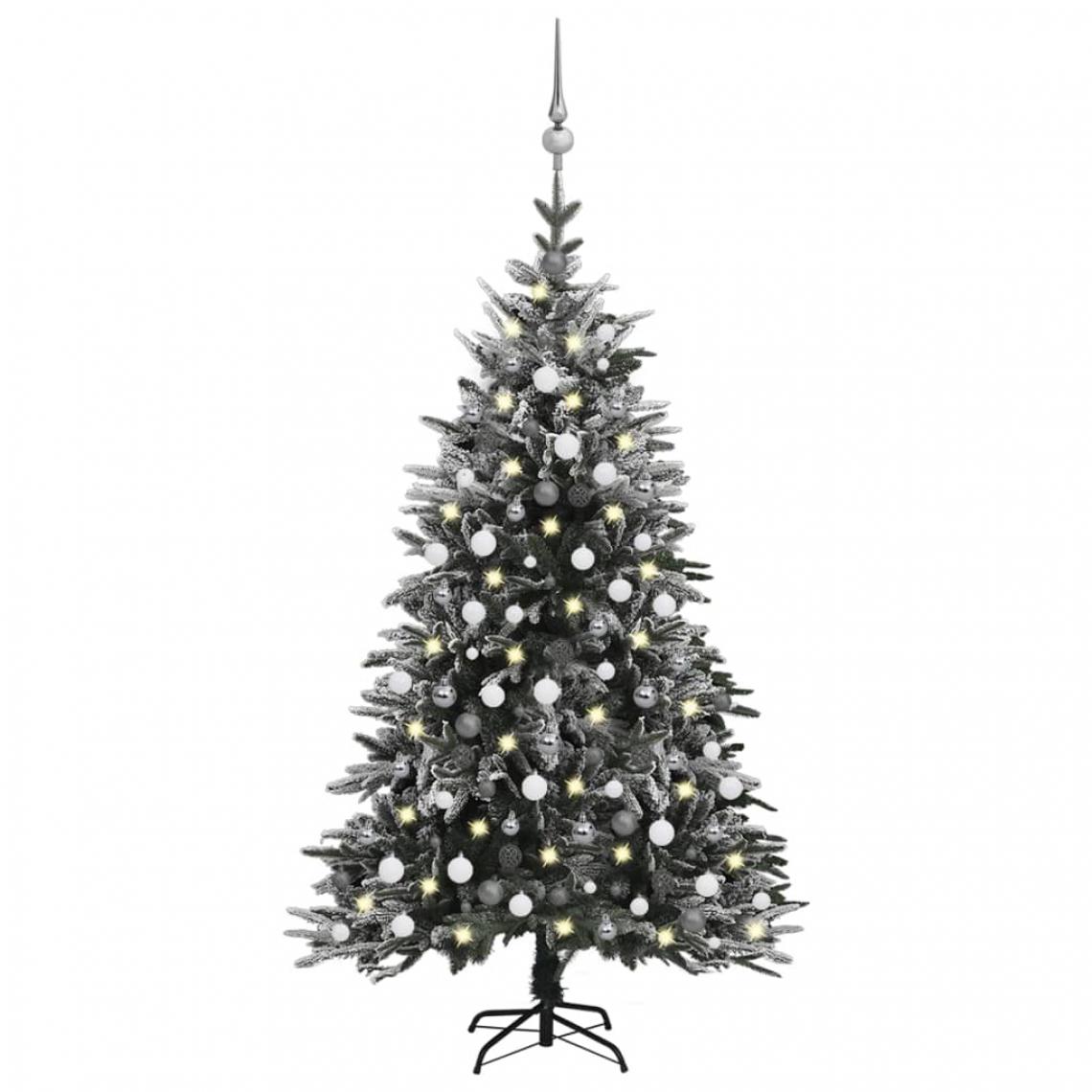 Wottes - Sapin de Noël artificiel- LED et flocons de neige 210 cm PVC PE - Sapin de Noël