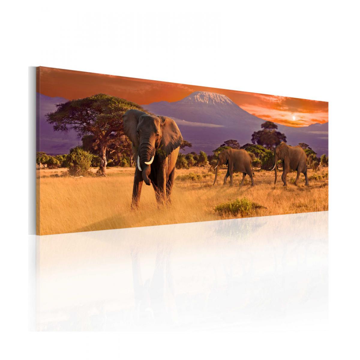 Artgeist - Tableau - March of african elephants 120x40 - Tableaux, peintures