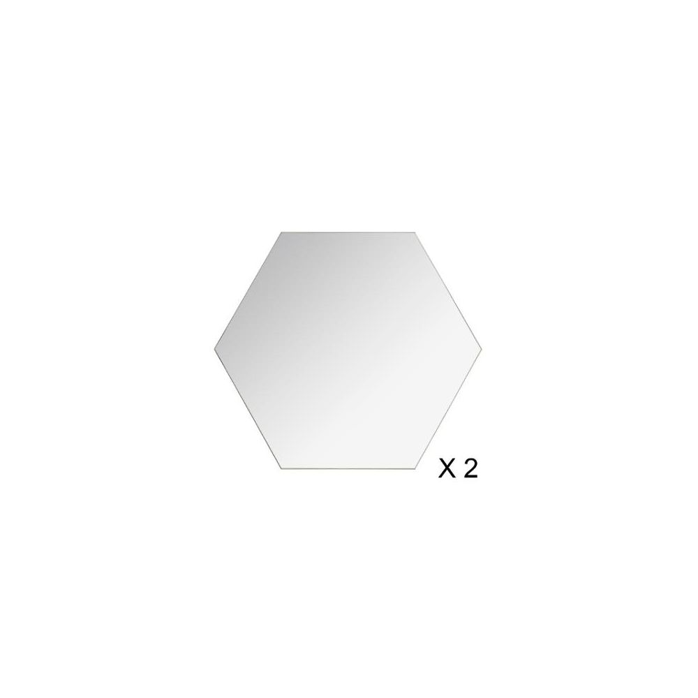 marque generique - Lot de 2 miroirs adhésifs hexagonaux - 40 x 40 x 0,2 cm - Verre - Objets déco