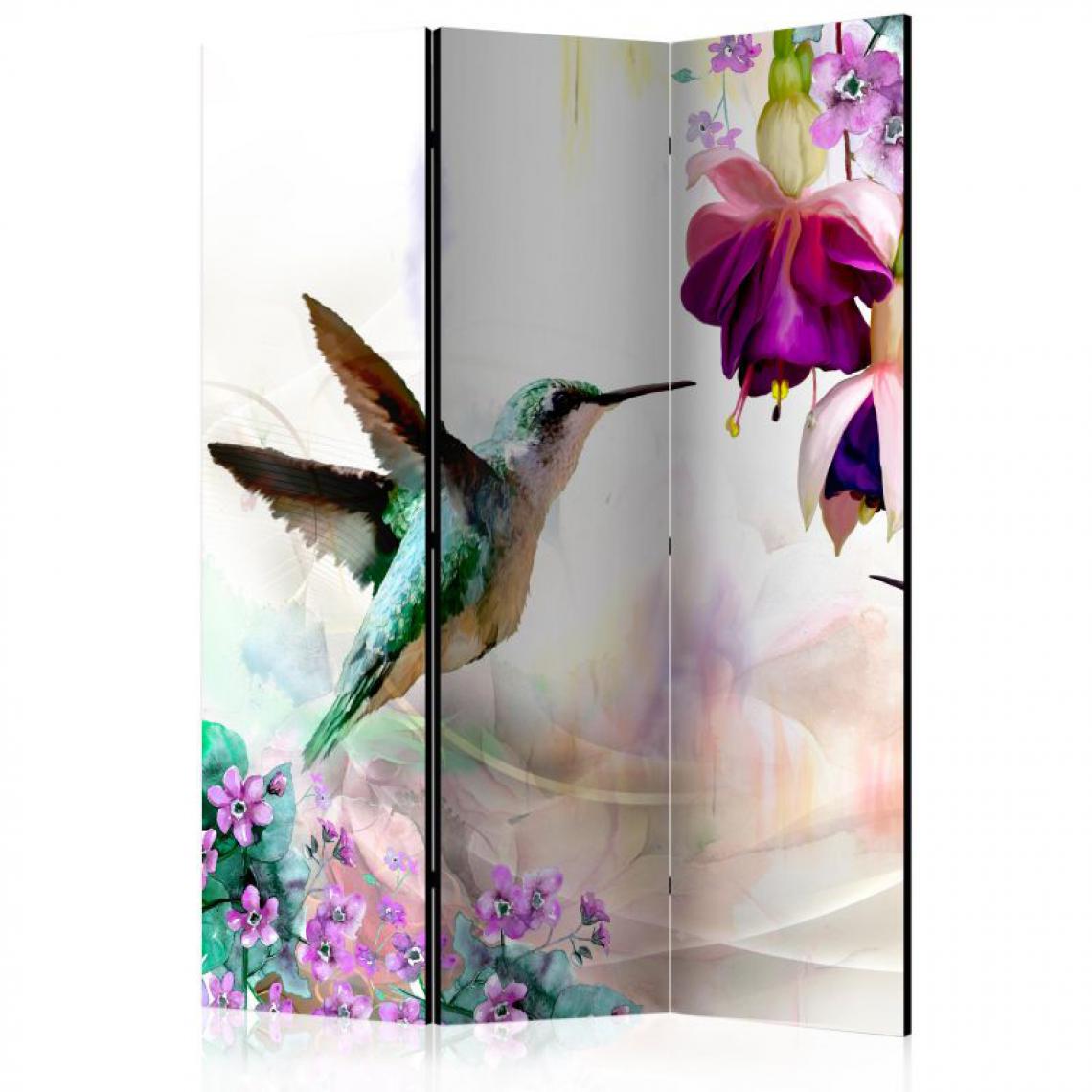 Artgeist - Paravent 3 volets - Hummingbirds and Flowers [Room Dividers] .Taille : 135x172 - Paravents