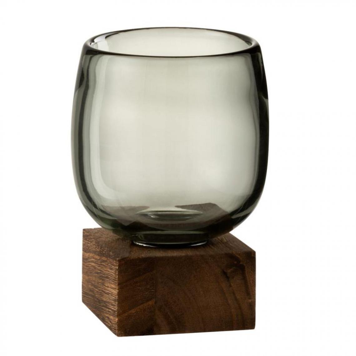 Paris Prix - Vase Rond Design Socle 14cm Gris & Marron - Vases