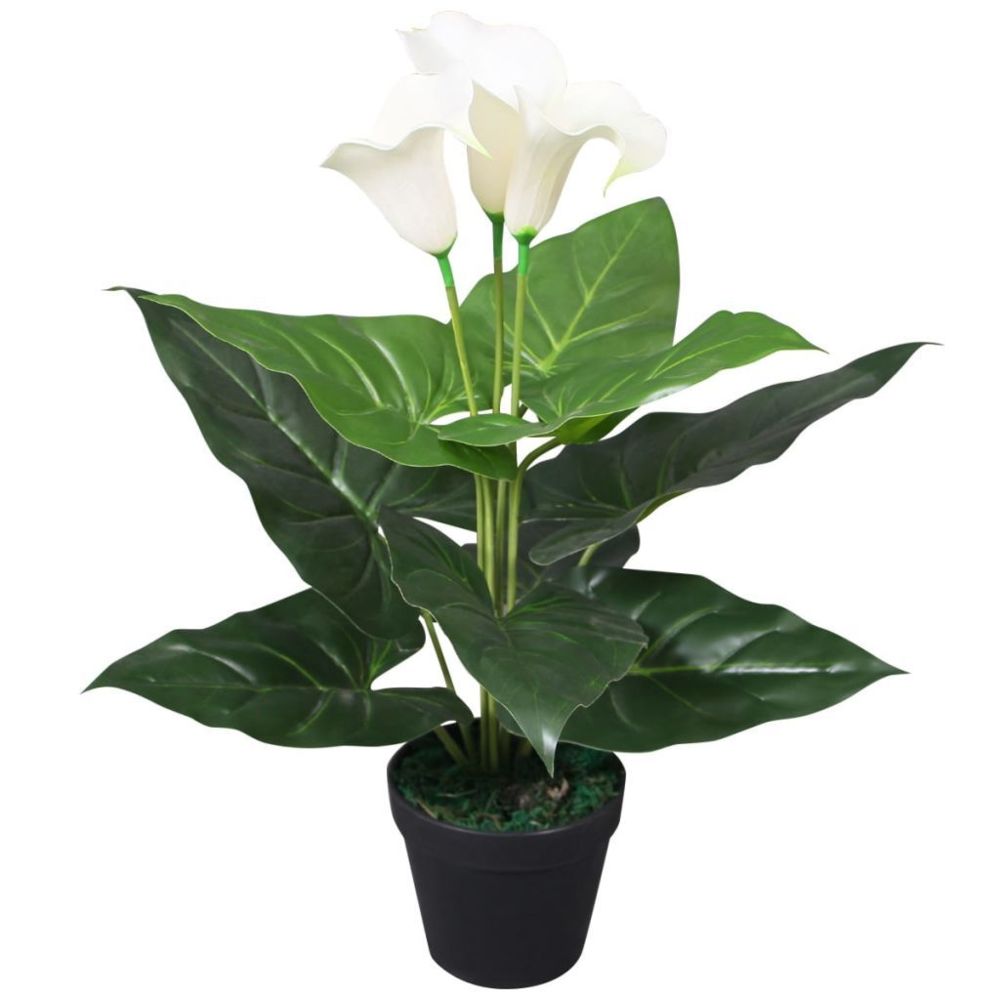 marque generique - Stylé Décorations serie Malabo Plante artificielle avec pot Lis Calla 45 cm Blanc - Plantes et fleurs artificielles