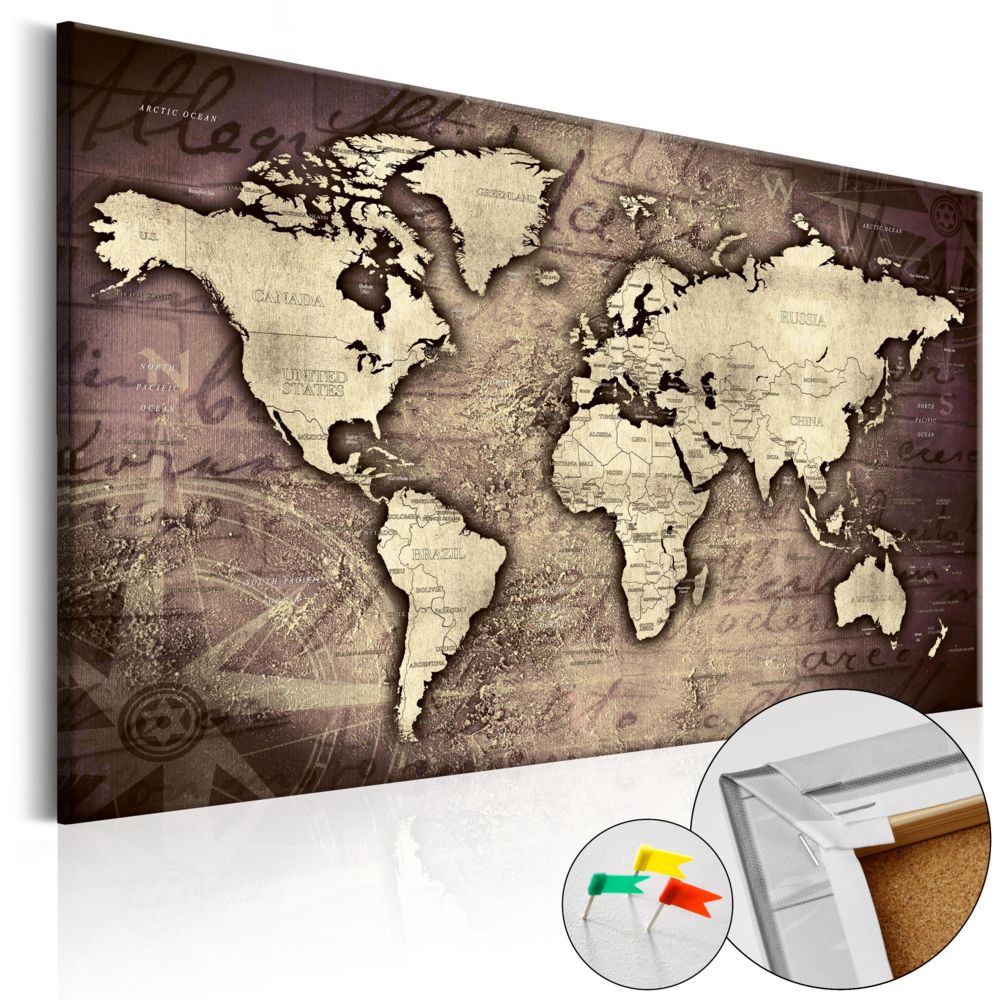 Bimago - Tableau en liège - Precious World [Cork Map] - Décoration, image, art | - Tableaux, peintures