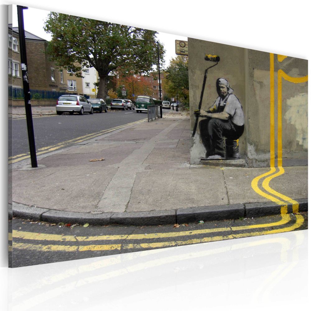 Bimago - Tableau - Fleur jaune (Banksy) - Décoration, image, art | Art urbain | 60x40 cm | - Tableaux, peintures