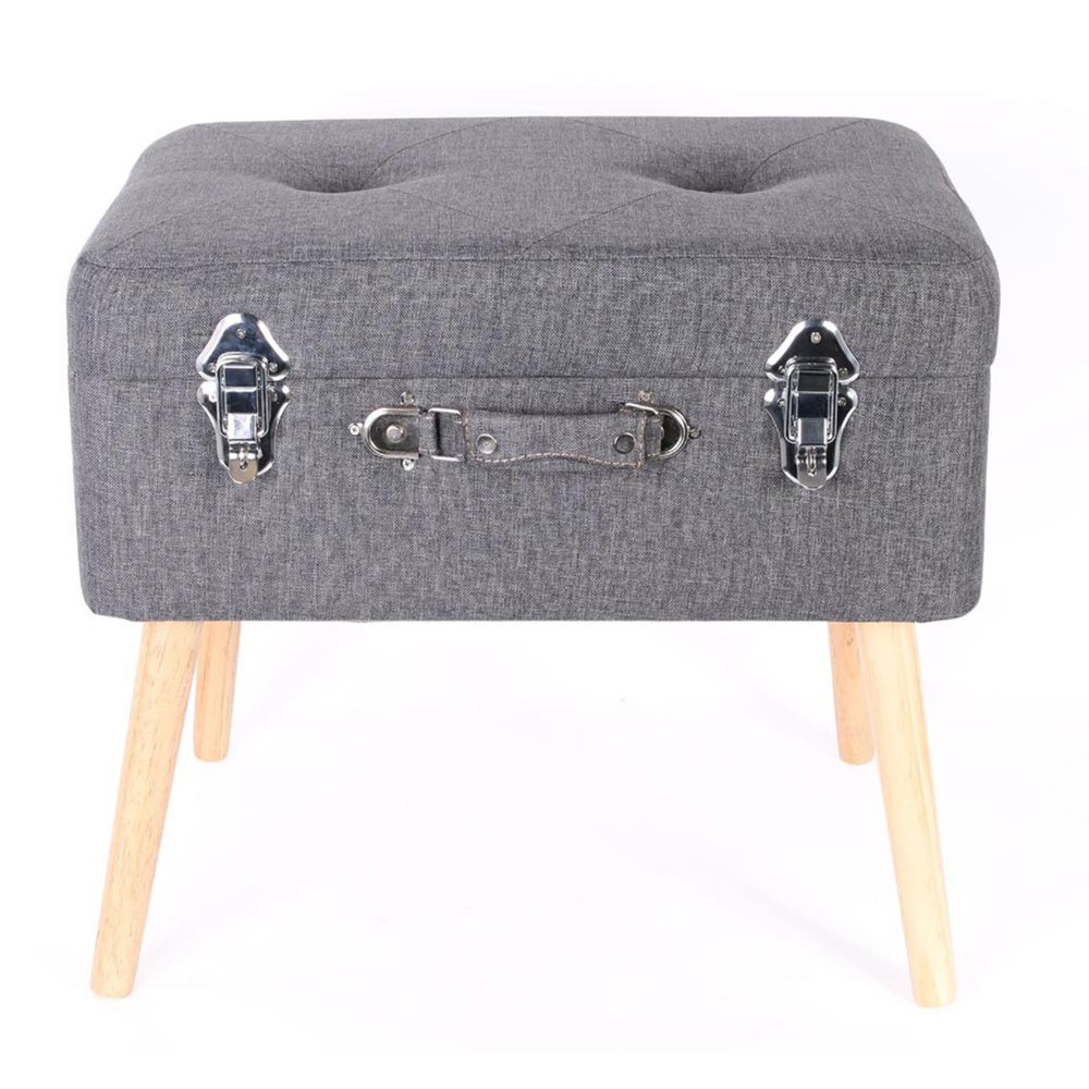 Pegane - Coffre valise en bois et polyester coloris gris foncé - Dim : H 45 x L 50 x P 35 cm - PEGANE - - Malles, coffres