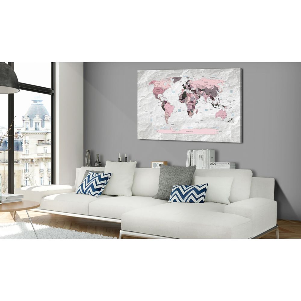 marque generique - 60x40 Tableau en liège Joli Pink Continents [Cork Map] - Tableaux, peintures