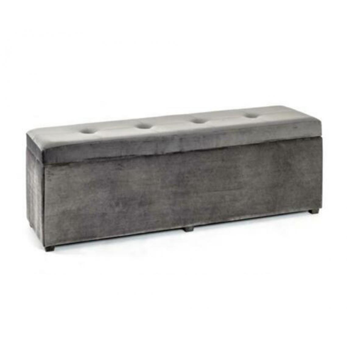 Pegane - Coffre de rangement coloris gris en bois - L 118 x P 35 x H 42 cm - Malles, coffres