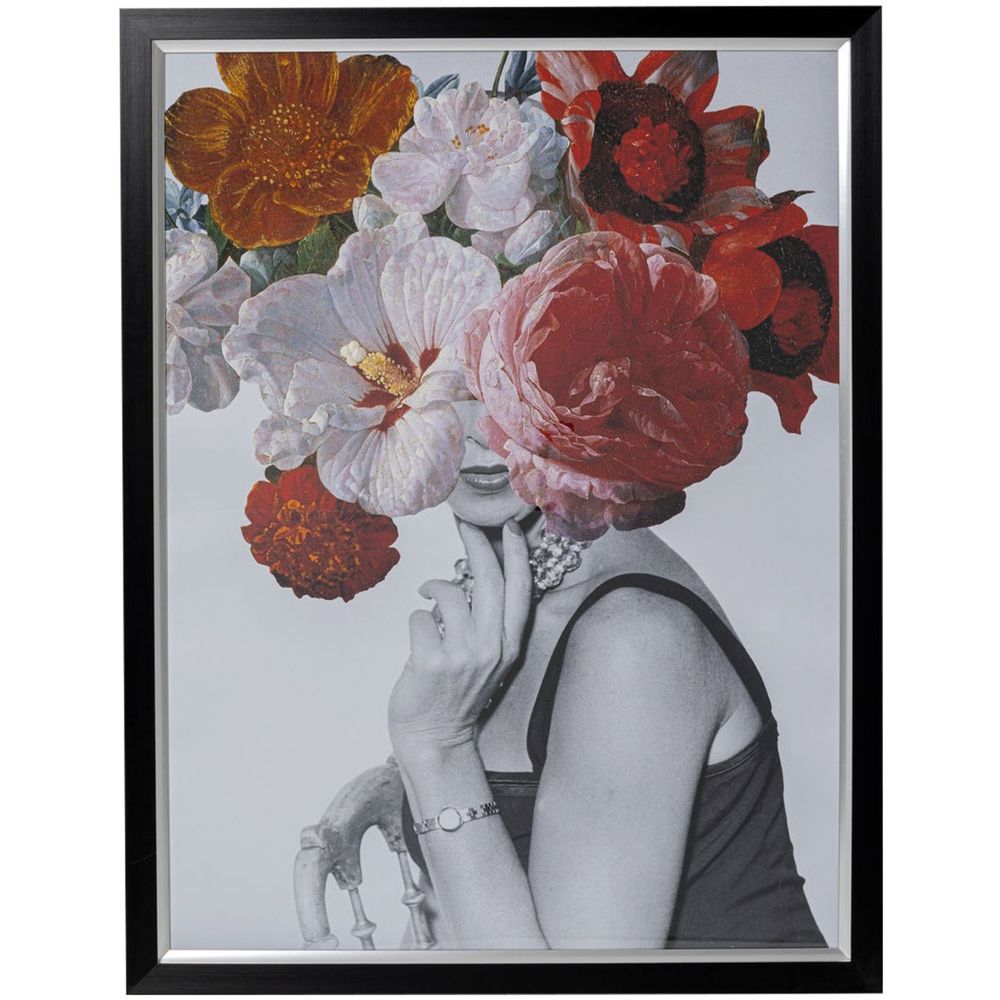 Karedesign - Tableau Frame Femme fleurs rouges 152x117cm Kare Design - Tableaux, peintures